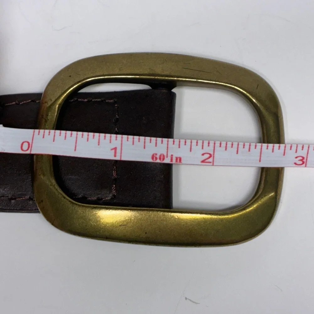 New York & Co. Braided Belt Womens M/L Brown Bonded Leather Woven Gold Buckle